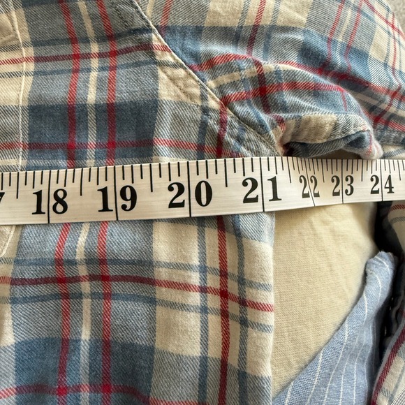 FAHERTY BRAND Plaid Button Up Shirt Flannel Women's Medium Blue‎ Red White - Picture 9 of 9